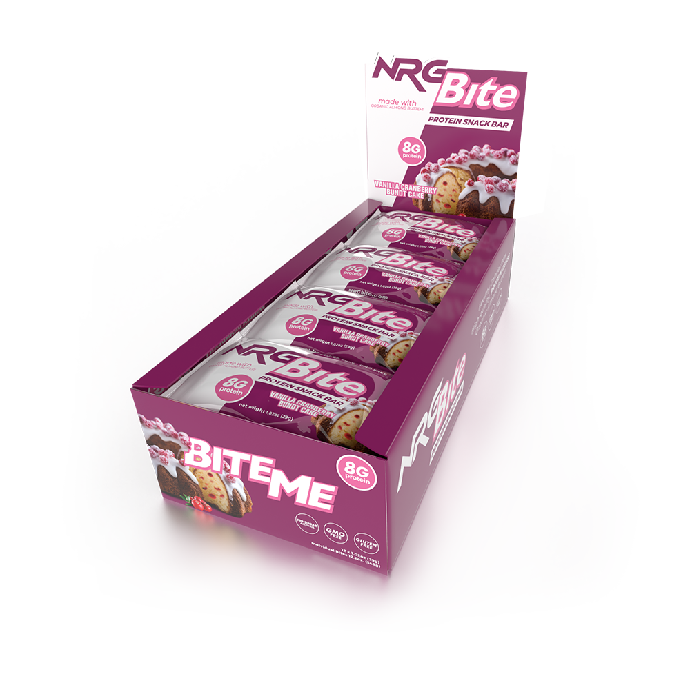 NRG Bite Vanilla Cranberry Bundt Cake Protein Snack Bar