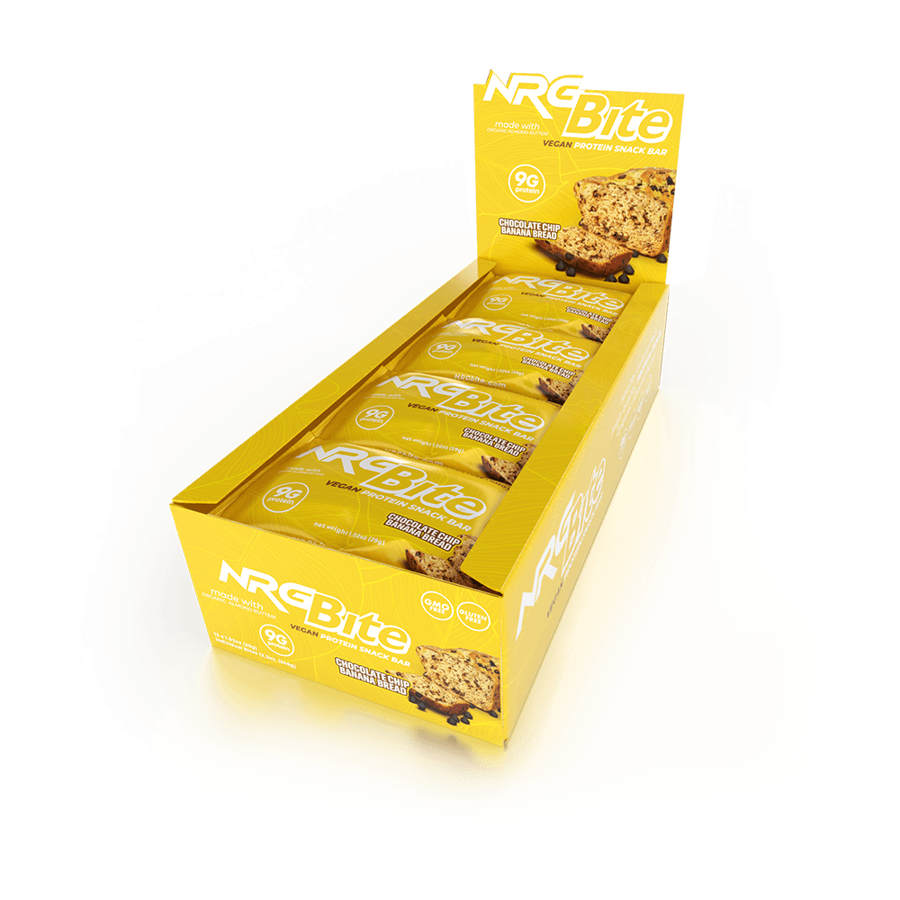 NRG Bite Vegan Choc. Chip Banana Bread Protein Snack Bar - 12 ct.