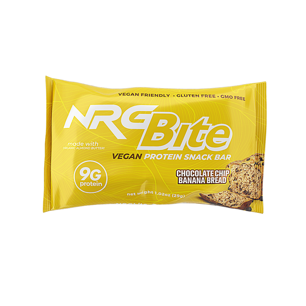 NRG Bite Vegan Choc. Chip Banana Bread Protein Snack Bar - 12 ct.